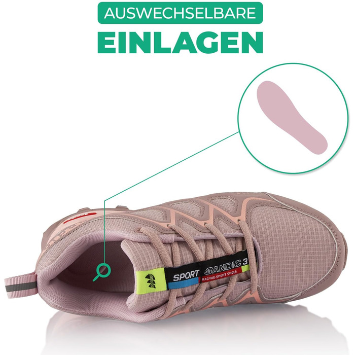 Трекінгові черевики для жінок та чоловіків: дихаючі, для трекінгу та трейлу, зелені (36 EU, рожевий, сірий)