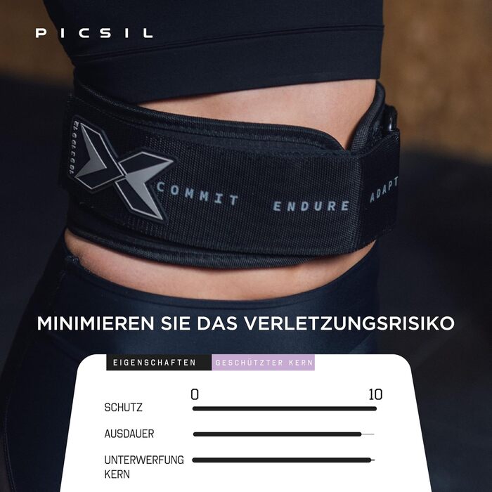 Picsil – Пояс для пауерліфтингу та кросфіту XL Amethyst, регульований, для присідань, станова тяга, випади, з місцем для нашивок, 6 кольорів, 4 розміри