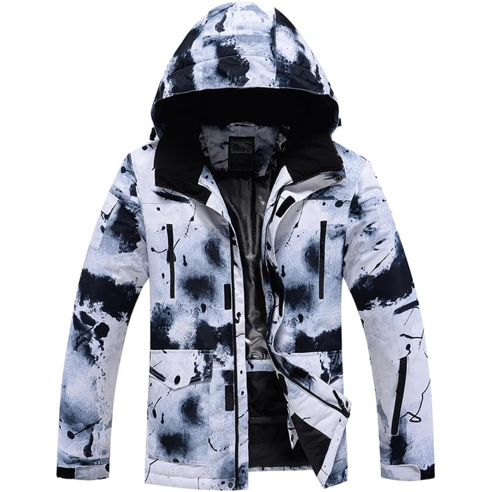 RIUIYEE Комплект чоловічого гірськолижного костюма з підігрівом, куртка та штани, зимовий, для сноуборду та гірськолижного спорту, чорний, XXL