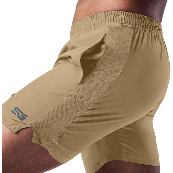 Шорти спортивні чоловічі Satire Gym з кишенями - для бігу, фітнесу, бодібілдингу, L, пісочний колір