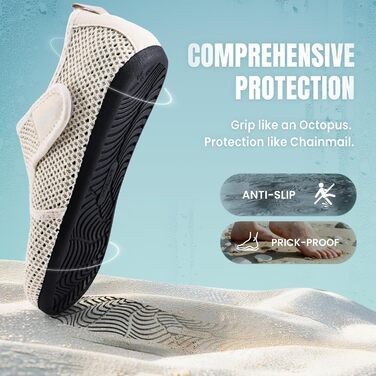 Водні черевики для плавання та відпочинку на пляжі - унісекс, бежеві, 41 EU