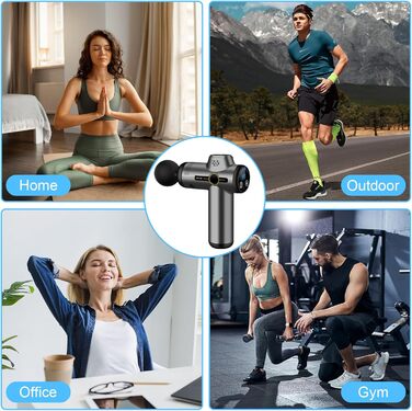 Міні-масажер AQXONG: портативний електричний масажний пістолет з LCD-дисплеєм, 99 швидкостей, 8 насадок, тиха робота 35dB, акумуляторний