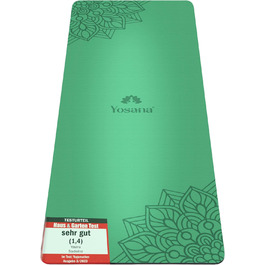 Килимок для йоги з натурального каучуку | Нековзний | ECO PU поверхня з ULTRA GRIP | 183x68 см, 4 мм, зелений, з мандалою | з ремінцем для перенесення