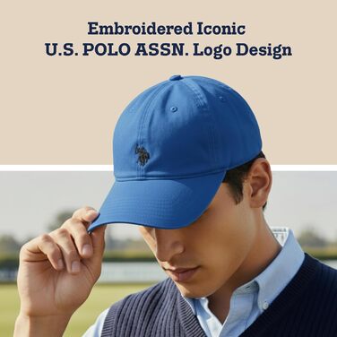 Бейсболка U.S. Polo Assn. з логотипом Pony, 100% бавовна, регульована, темно-синя (Königsblau), один розмір