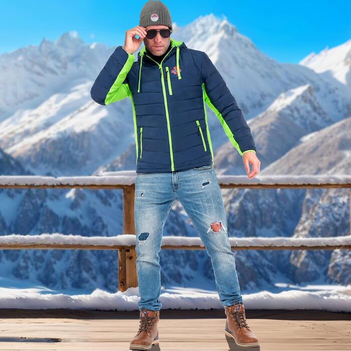 Чоловіча куртка Nebulus MERIK, тепла outdoor-куртка, практична та універсальна перехідна та зимова куртка XXL, темно-синій/лаймовий