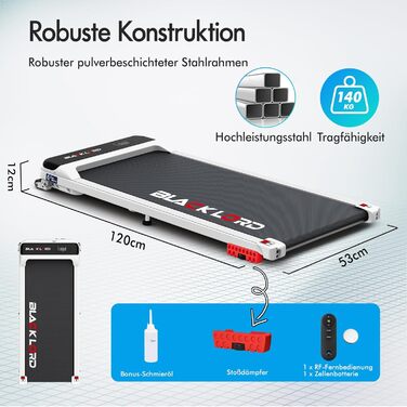 Електричний біговий тренажер BLACK LORD з нахилом 9%, 3.2 PS, 4-в-1 для дому та офісу, 12 програм, динамік, 140 кг, білий