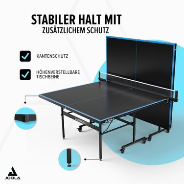 Стол для настільного тенісу JOOLA J100A OUTDOOR - професійний, розкладний, з алюмінієвою поверхнею, для гри на відкритому повітрі