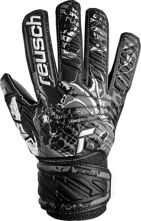 Дитячі воротарські рукавички Reusch Attrakt Solid Finger Support Junior, чорні, з гарним зчепленням та зовнішнім швом