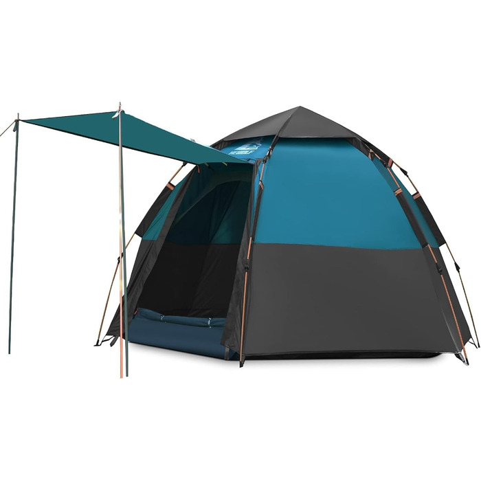 Намет для кемпінгу HEWOLF Pop Up 2-4 особи з тамбуром, Ultralight, сімейний, швидкорозкладний, армійний зелений