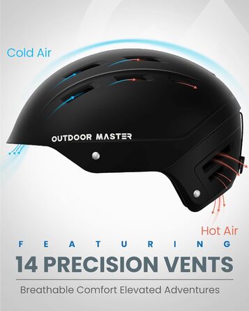 Шолом OutdoorMaster Kelvin II унісекс для гірськолижного спорту та сноуборду, чорний мат, вентиляція, 54-58 см