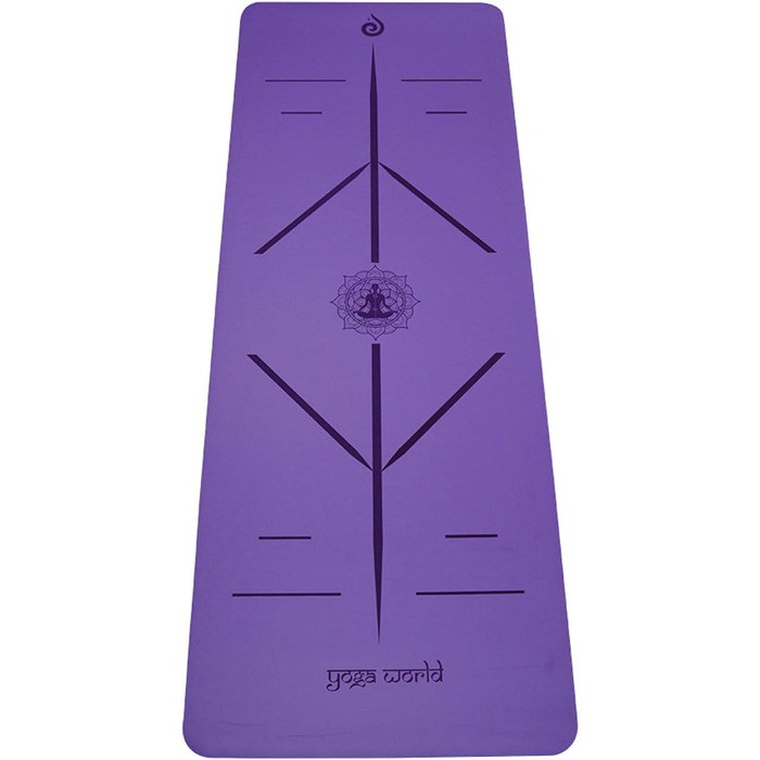 Йога-мат Yoga World Alignment, нековзкий TPE, екологічний, для пілатесу та домашніх тренувань, товстий, фіолетовий, 183x66 см