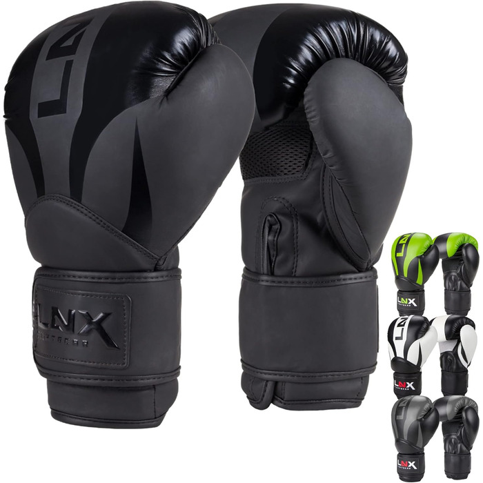 Боксерські рукавички LNX Nitro 10 Oz чорні для боксу, кікбоксингу, муай-тай, MMA, чоловічі, жіночі, дитячі, тренувальні