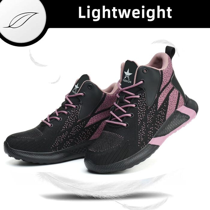 Легкі захисні черевики для чоловіків та жінок. Робочі черевики з металевим носком. Дихаючі, неслизькі, з металевим носком. Розміри 35-48 EU (37 EU, фіолетовий)