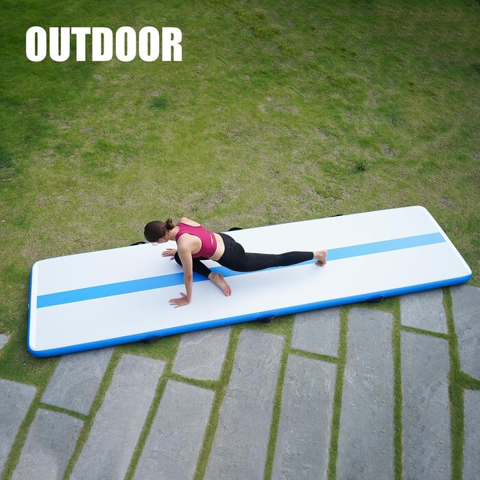 Надувний гімнастичний мат Tuxedo Sailor Airtrack: 2M/3M/4M, 10см, надувна, з електронасосом, для дому/залу/черепісток/йоги, блакитна 300 x 100 x 10 см