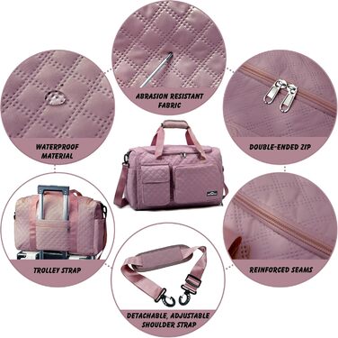 Спортивна сумка для жінок та чоловіків з відділенням для взуття та мокрих речей, водонепроникна сумка для подорожей, йоги, залу та басейну (Колір: Бузковий)