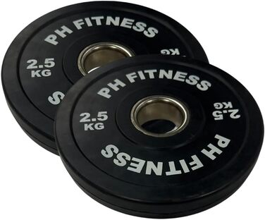 Олімпійські гумові диски PH Fitness 50 мм, чорні – комплект для штанги, для залу та дому, для важкої атлетики та силових тренувань