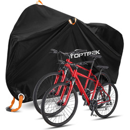 Чохол для велосипедів Toptrek на 2 велосипеди, водонепроникний, 210D Oxford, 210 x 110 x 95 см, з кільцями для замка, захист від сонця, міцний, чорний