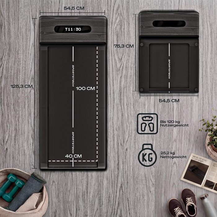 Бігова доріжка Sportstech WalkingPad Pro для дому: складана, до 8 км/год, з лічильником кроків, для офісу, з App, тиха, до 120 кг, сіра