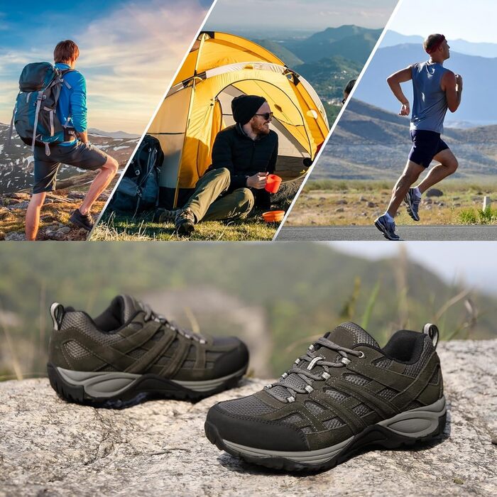 Черевики для хайкінгу чоловічі - дихаючі трекінг-кросівки для походів та хайкінгу, неслизькі та легкі, сірий (42 EU)