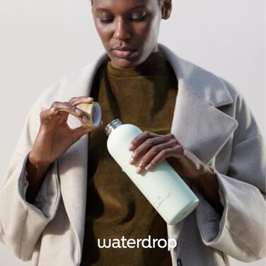 Термопляшка Waterdrop Edelstahl 600 мл з нержавіючої сталі: герметична, для газованих напоїв, без BPA, двостінна, для гарячих та холодних напоїв - для подорожей, офісу, фітнесу