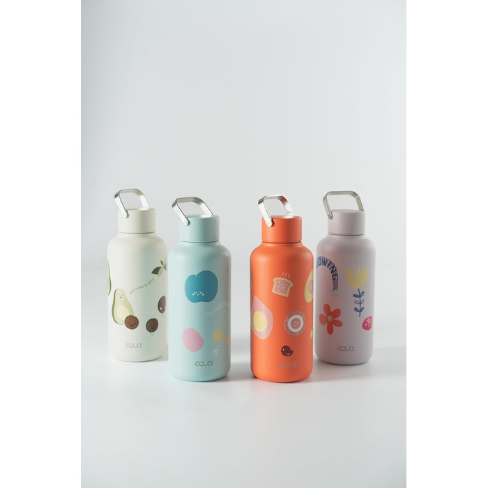 Пляшка для води EQUA Timeless, нержавіюча сталь, 1000 мл, BPA-free, герметична, довговічна, багаторазова, 600 мл, Sunny Side Up