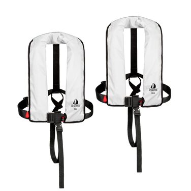 Набір з 2 рятувальних жилетів автоматичні 165N ISO з облямівкою (білі)