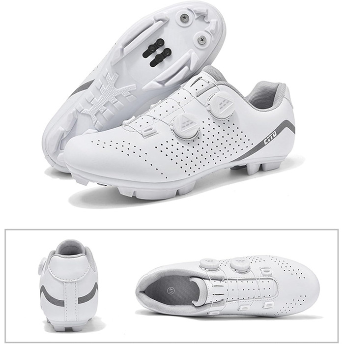 Чоловічі та жіночі велотуфлі для гірського велосипеда, дихаючі, сумісні з педалями Shimano SPD 2-болти, MTB, Outdoor, 41 EU, Білий