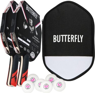 Настільна ракетка Butterfly Dimitrij Ovtcharov Black, ITTF, Wakaba 2,1 мм, для професіоналів, комплект з чохлом, м'ячами та другою ракеткою