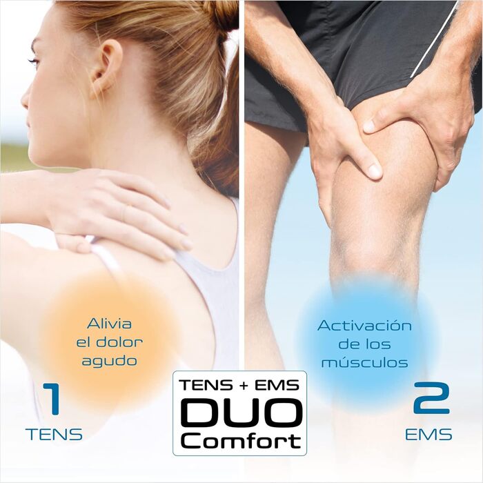 Prorelax TENS/EMS Duo Comfort: електростимулятор для зняття болю та м'язового масажу | 2 терапії в одному пристрої | Великий дисплей