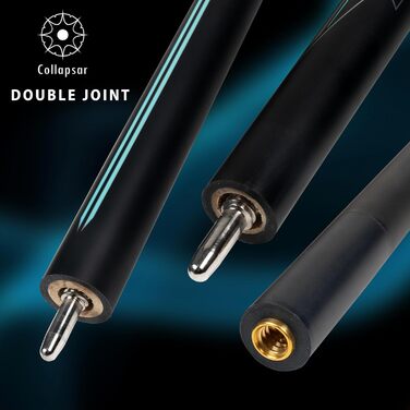 Більярдний кий Collapsar з карбону, 3-х частинний, 12.9 мм, Power Break, 590 г, Punsch Spring, чорний з синім