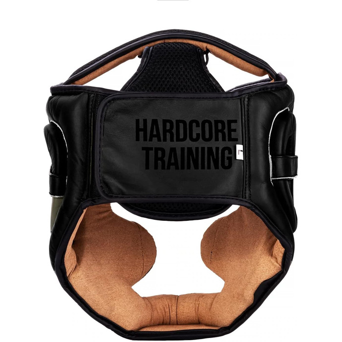 Захисний шолом Hardcore Training Classic для MMA, боксу, муай тай, кікбоксингу, тхеквондо, карате, універсальний розмір, шкіра, хакі-чорний