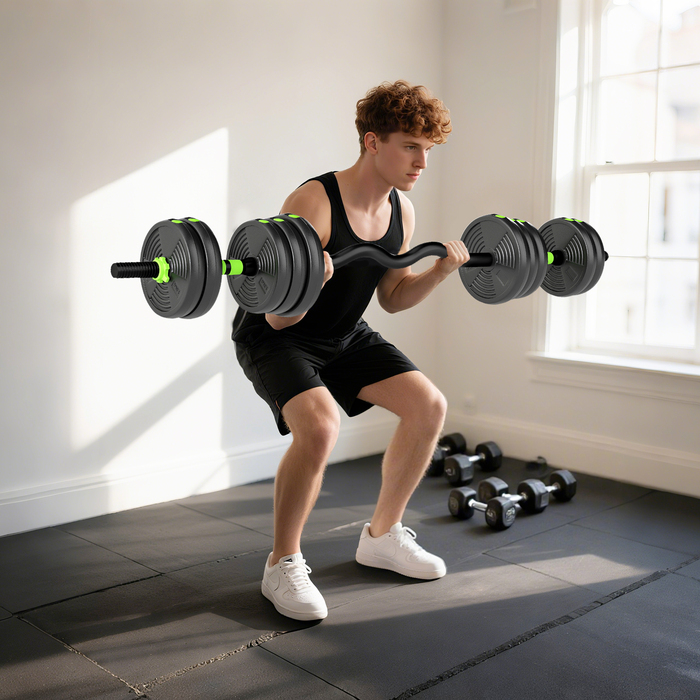 Набір гантелей SPORTNOW, регульовані, 25 кг: комплект коротких гантелей, штанга та гантелі для силових тренувань