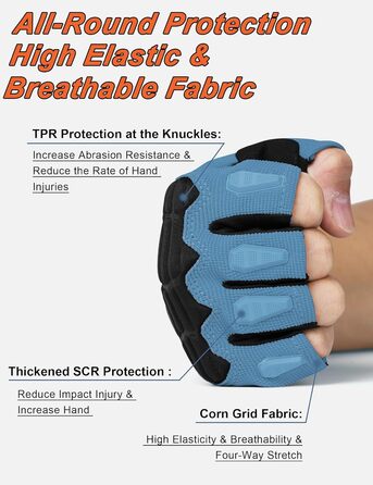 Велосипедні рукавички KUTOOK MTB для катання літом з амортизуючою вставкою та захистом пальців. Дихаючі рукавички для чоловіків та жінок, сіро-помаранчевий колір (XL, синій)