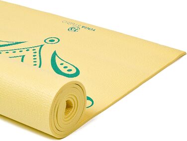 Йога мат Von Yoga Studio: велика килимок з малюнком Мандала, 183x61 см, 6 мм, антиковзаюча, міцна, PVC (пір'я павича, банан)