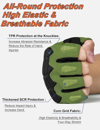 Велосипедні рукавички KUTOOK MTB для катання літом. Рукавички з захистом долоні 5 мм, сенсорний екран, дихаючі. Розмір M, колір зелений