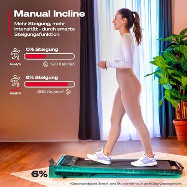 Бігова доріжка Sportstech sWalk Lite Plus для дому та офісу: Walking Pad з ручним нахилом, LED дисплеєм, Bluetooth, пультом ДУ