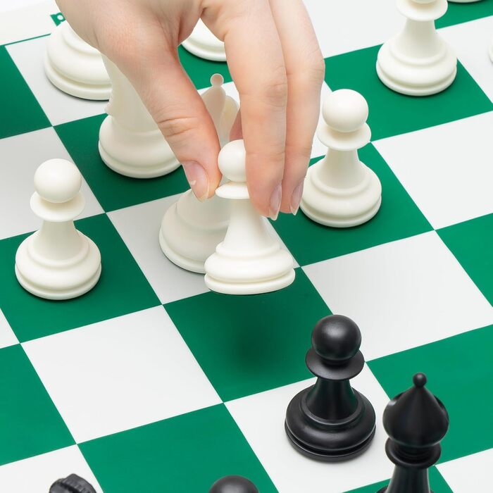 Професійний шаховий набір Best Chess Set Ever 3X з утяжеленими фігурами Staunton (король 10,3 см), силіконовою двосторонньою складною дошкою 50x50 см, для турнірів, дорослих і дітей
