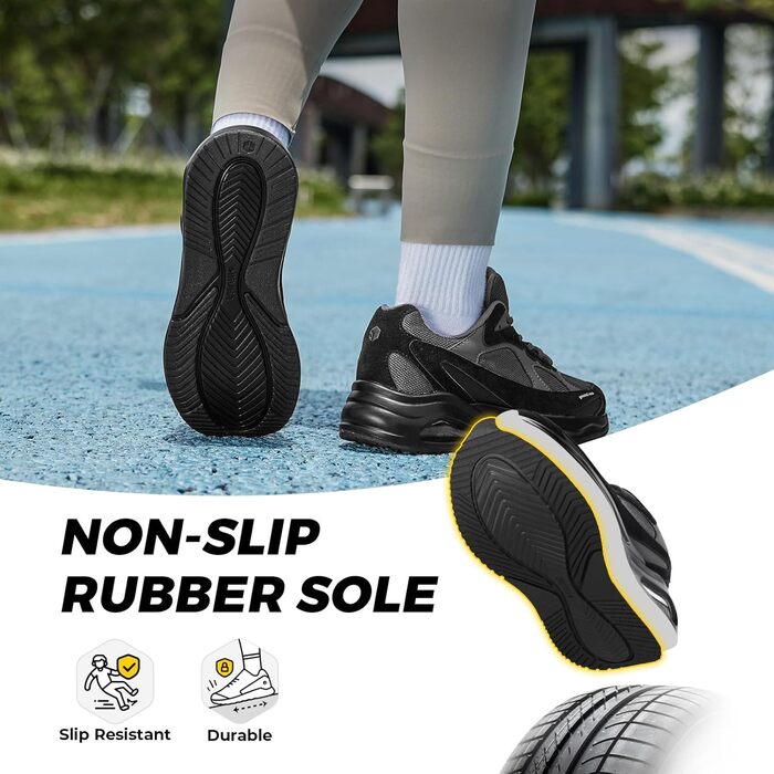 Жіночі кросівки FitVille для бігу та ходьби, широка колодка, повітряна амортизація, чорні