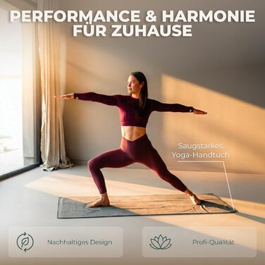 Преміум набір для йоги STAASH: килимок з PU та натурального каучуку (4,5 мм), рушник, ремінь та колінна подушка, протиковзкий, подовжений, колір Tiefsee Blau