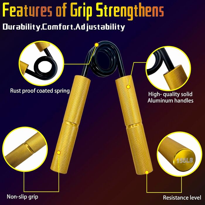 Griffkrafttrainer 6 шт. 22.7-136.1 кг для тренування кистей рук, домашній тренажер для силових вправ