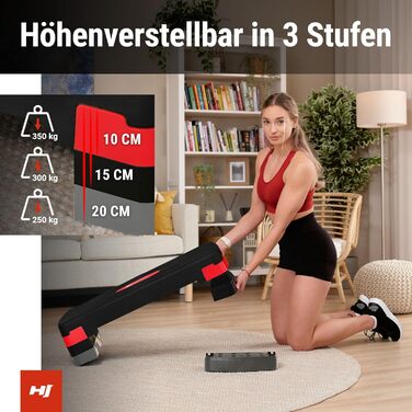 Аеробний степ-платформа Hop-Sport HS-PP033AS для дому, 3-рівнева, антиковзка, до 350 кг