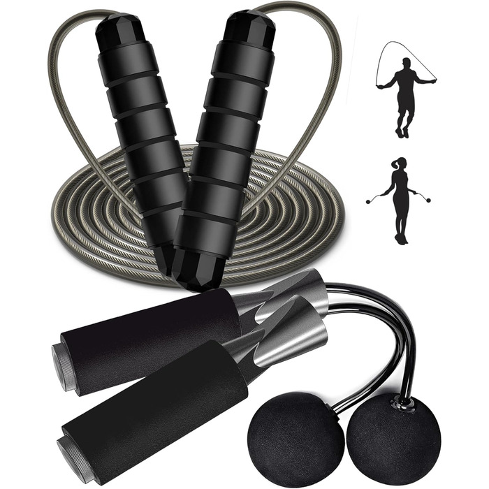 Скакалка Enouke (2 шт.): для кардіотренувань, дорослих та дітей, чорного кольору