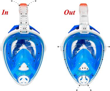 Маска для снорклінгу та дайвінгу Aqua Speed Full Face – повна маска з трубкою, 180° панорама, блакитно-чорна, L-XL