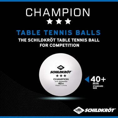 Професійні тенісні м'ячі Donic-Schildkröt 3 зірки Champion ITTF, полімерні 40+, для змагань, 120 шт, білі