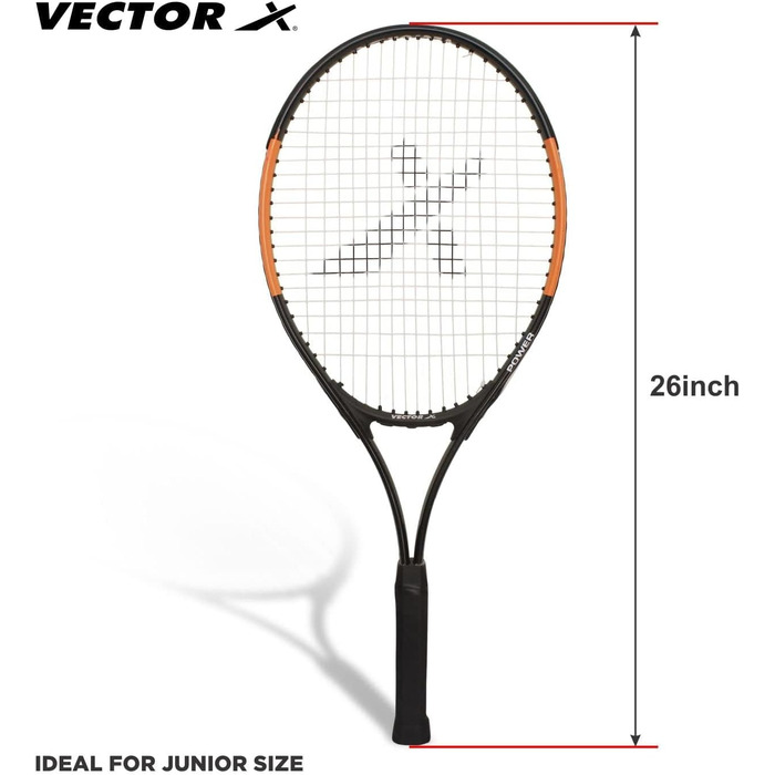 Ракетка для тенісу Vector X VXT-520 графітова, 26 дюймів, помаранчева, легка, з амортизацією