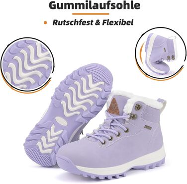Дитячі зимові черевики Mishansha для хлопчиків та дівчаток, теплі, водонепроникні, снігоступи (36 EU, фіолетові)