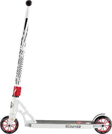 Трюковий самокат STAR SCOOTER Pro Sport 120 мм для дітей від 7 років та дорослих, алюмінієвий, біло-червоний