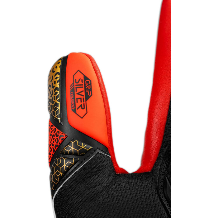 Воротарські рукавички Reusch Attrakt Freegel Silver: дихаючі, для чоловіків та жінок, підходять для будь-яких погодних умов та типів покриття поля (11, чорно-золото-червоні)