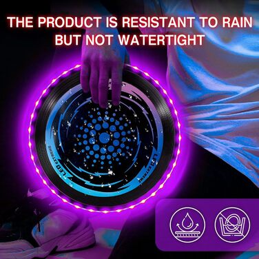 Фрісбі світлодіодне LED для дітей та дорослих, м'яке, фіолетове - Ultimate Frisbee з 49 LED ліхтариками для активного відпочинку на вулиці