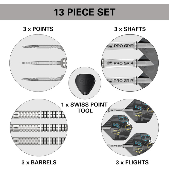 Дротики Target Chris Dobey G1 22g/23g/24g, 90% вольфрам, сталевий наконечник, Swiss Point